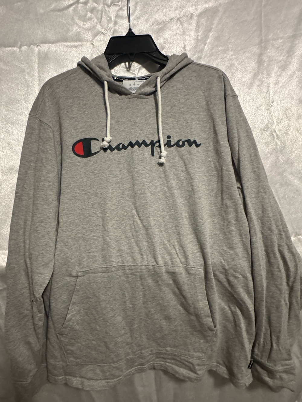 Champion Heather Gray Pullover Hoodie with Script Logo
